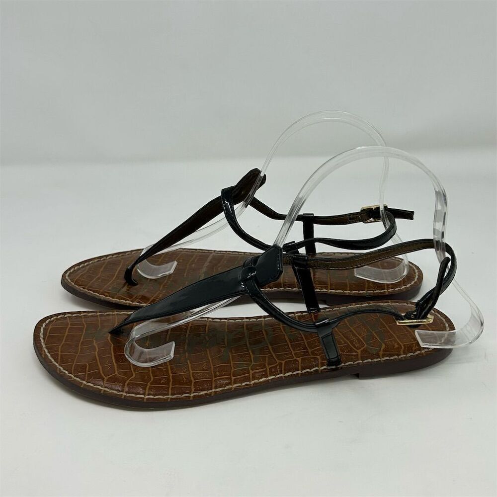Sam Edelman Gigi Black Faux Leather Thong Sandals Size 10.5 Casual Summer - Picture 6 of 12
